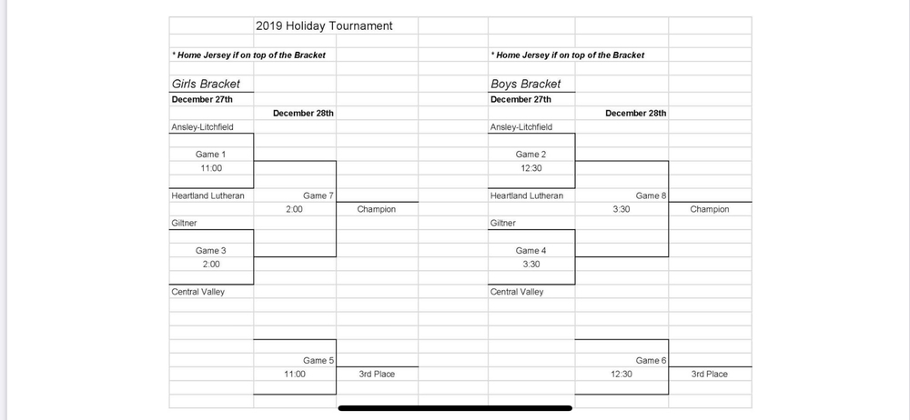 Holiday Tourney Bracket